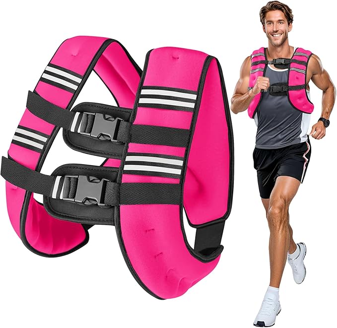6lb/8lb/12lb/16lb/20Lb Weighted Vest Woman Men with Reflective Stripe, Chest Size Adjustable Strength Training Weight Vest for Walk Running Jogging