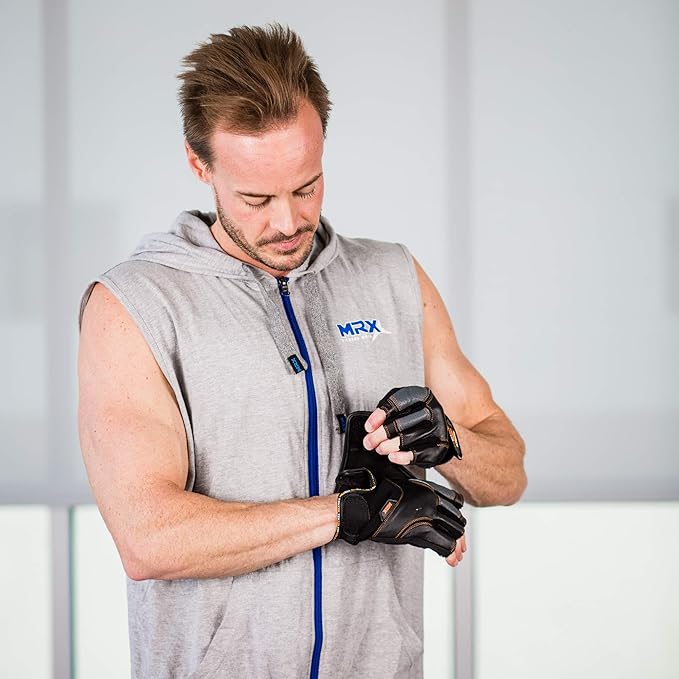 MRX Weight Lifting Pro Level Gloves with 18 Inches Long Wrist Strap Gym Workout Exercise & Fitness in