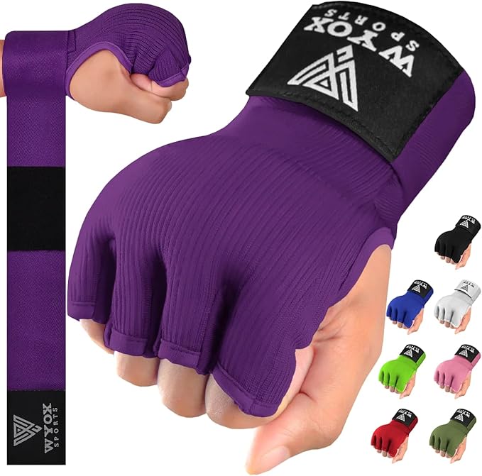 WYOX Gel Boxing Hand Wraps Inner Gloves for Men & Women – 80cm Quick Wrist Strap, Padded Knuckle Support, Fingerless MMA Muay Thai Kickboxing Wraps for Training, Punching & Martial Arts
