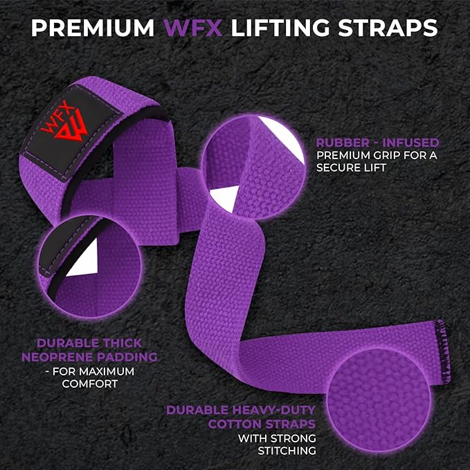 Weight Lifting Straps Wrist Support Padded Neoprene Gym Cross Training Hand Bar Weightlifting Straps Fitness Bodybuilding Power Exercise Grips Deadlift Men Women