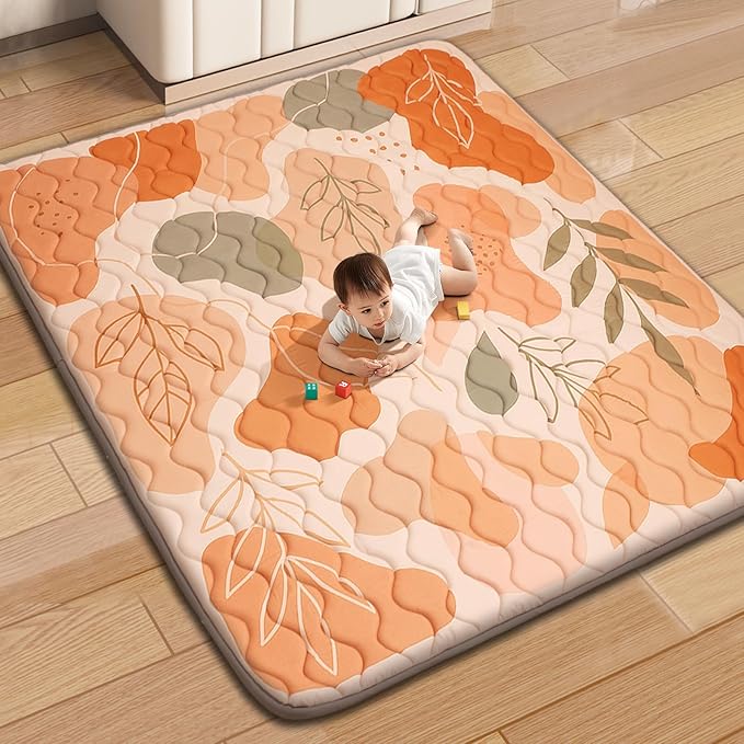 RONGFA Baby Play Mat for Floor, 50'' x 50'' Thicken Foam Soft Padded for Baby, Playpen Mat for Toddlers Infant Kids, Machine Washable, Non-Slip Bottom Safe for Crawling (Stone)