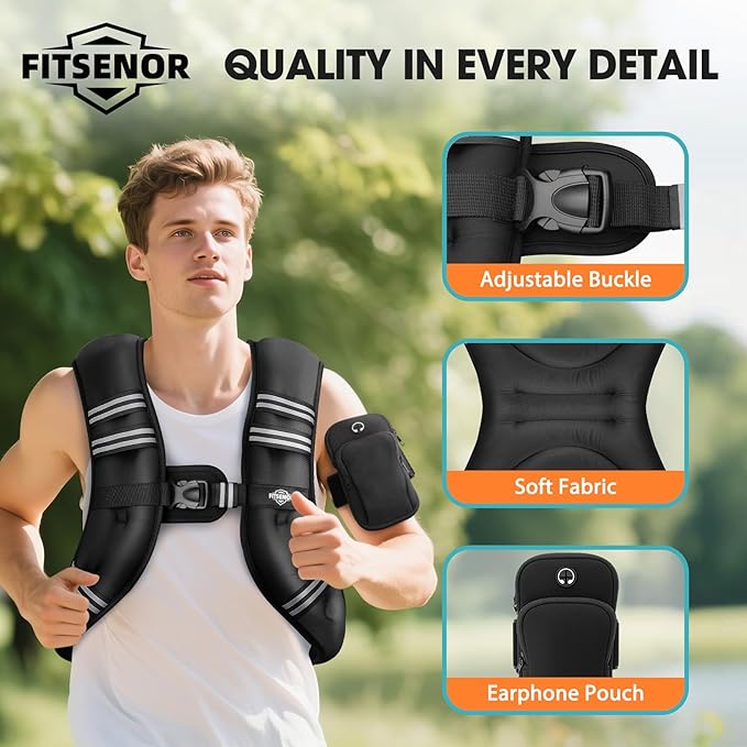 Weighted Vest for Women Walking, 6lb/8lb/12lb/16lb/20lb/30lb Strength Training Weight Vests with Phone Pocket, Comfortable Weighted Vest for Running Men, Rucking, Weight Loss, Gym Accessories