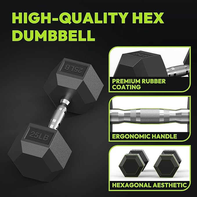 HANDBODE Hex Dumbbell Set with Rack, 300-840 lb Rubber Coated Fixed Weights Sets with Heavy Duty Storage Stand, Hexagon Shape for Stable Placement, Home Gym Equipment for Strength Training
