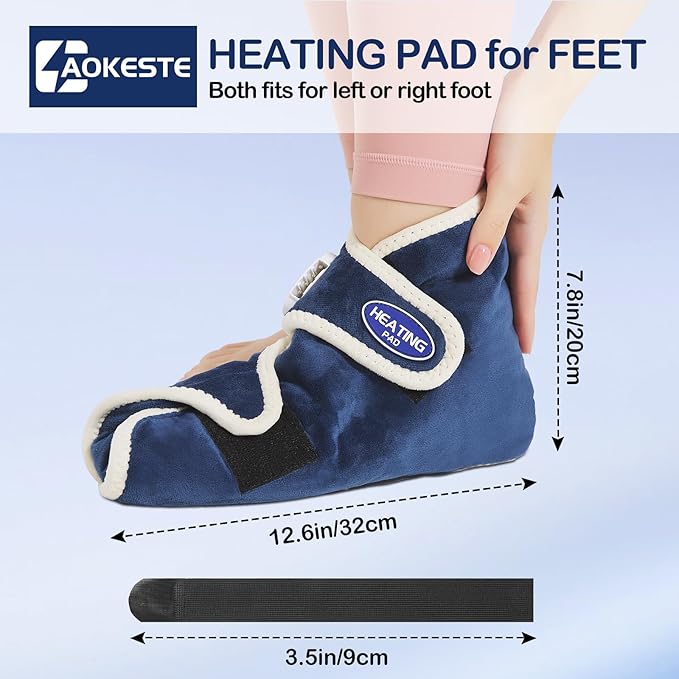 AOKESTE Foot Heating Pad,Heating Pad for Foot for Achilles Tendonitis,Feet Warmers with Adjustable Temperature for Pain Relief,Auto Shut Off Electric Heated Ankle Warmer for Men Women