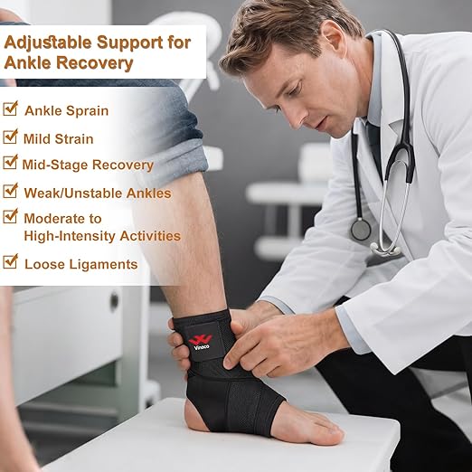Vinaco Ankle Brace, 2 Pack Breathable & Strong Ankle Brace for Sprained Ankle, Stabilize Ligaments, Prevent Re-Injury, Ankle Braces for men & women with Adjustable Wrap, ankle support for men
