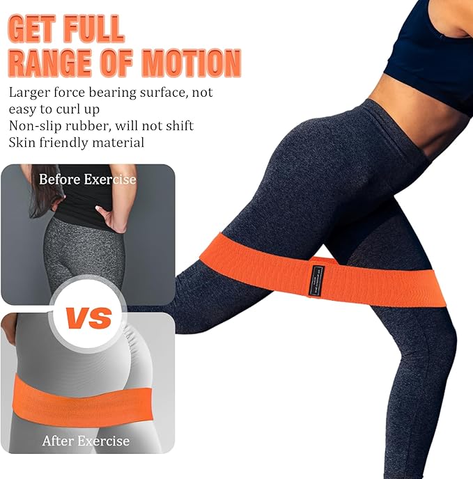 12 Pcs Fabric Resistance Bands for Working Out Booty Workout Stretch Exercise Bands Non Slip for Legs Squat Resistance Loop for Women Men Starter Butt Hip Thigh Fitness