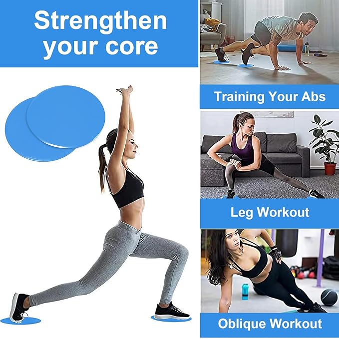 2-Pack Exercise Sliders & Fitness Discs – Dual-Sided Exercise Gliding Discs for Core Workouts & Pilates. Use on Carpet or Hardwood Floors. Light, Portable, Perfect for Abdominal, Core Training for Women and Men.
