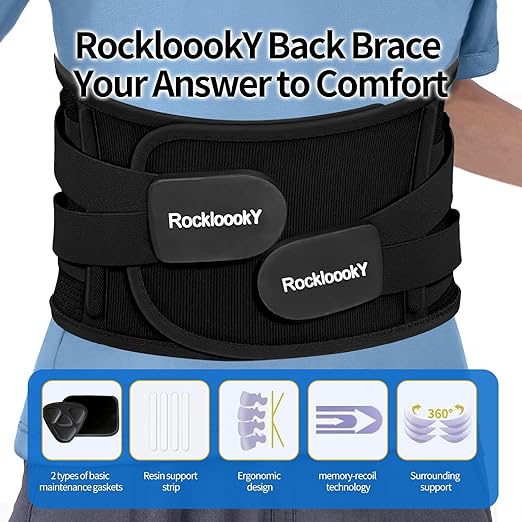 Lower Back Brace for Women Men, Adjustable Lumbar Support with 3D Pad, Breathable Ergonomic Support Belt with Metal Stays for Work, Lifting, Drive, Black,Size L,Waist 38"-45"
