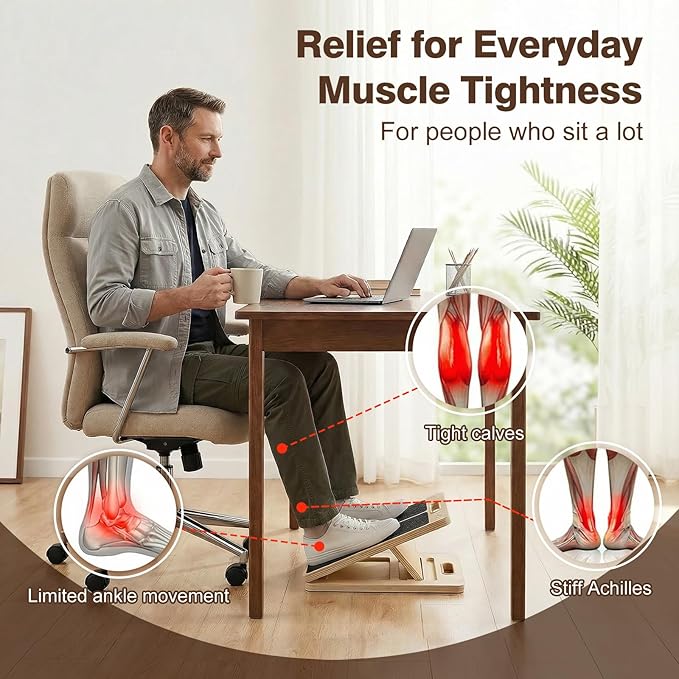 Adjustable Slant Board for Calf Stretching, Wooden Portable Stretcher, Foldable Incline Boards for Calves Ankle Achilles Tendon Knee Heel Muscle Stretch Exercise, Your 10 Minute Solution for Looser Calves
