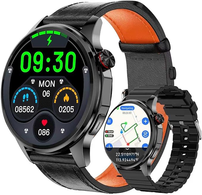 Smart Watch, GPS & Free Maps, AI, Bluetooth Call & Text, Health, Sleep & Fitness Tracker, 100+ Sport Modes, Waterproof, Long Battery Life, Waterproof, Compass, Barometer, 2 Bands Smartwatch for Men