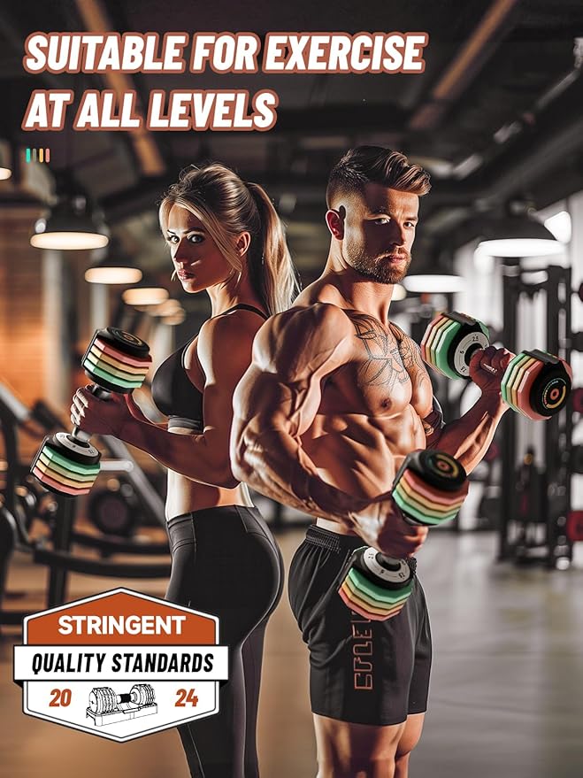 Adjustable Dumbbells Set 12.5LB Pair, 1-Sec Fast Adjustable 5 Free Weights, Premium Comfort Non-slip Metal Handle, Compact Size for Full Body Home Workout