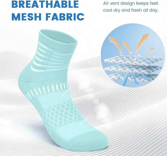 IRAMY Ankle Compression Socks for Women Men Plantar Fasciitis Relief 3/5 Pairs Cushioned Athletic Running Socks