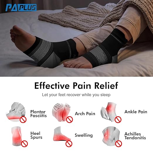 6 Pairs Plantar Fasciitis Socks for Men & Women, Ankle Brace Compression Socks with Arch Support for Achilles Tendonitis, Heel Pain, Swelling & Arthritis Relief, Black, Large