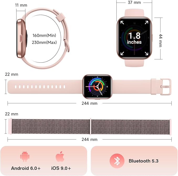 Smart Watches for Women, 1.85" HD Alexa Smart Watch for Android Phones & iPhones with Calls/Messages/Reminders, 3ATM 120+ Sport Modes Fitness Tracker Watch for Women with Heart Rate/Sleep/SpO2 Monitor