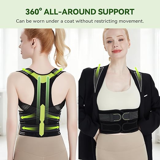 Posture Corrector for Women and Men, Invisible Full Back Support Brace with Enhanced Breathable Mesh, Shoulder Straightener for Back & Neck Pain Relief, Scoliosis & Posture Improvement, Medium