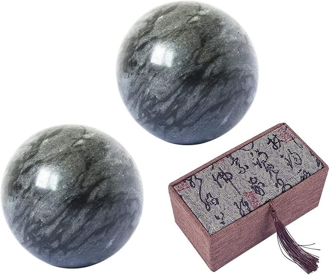 Dark Gray Baoding Ball, Chinese Health Sports Massage Ball, Used for Decompression Hand Exercise Ball (2 inches in Diameter) Boxed