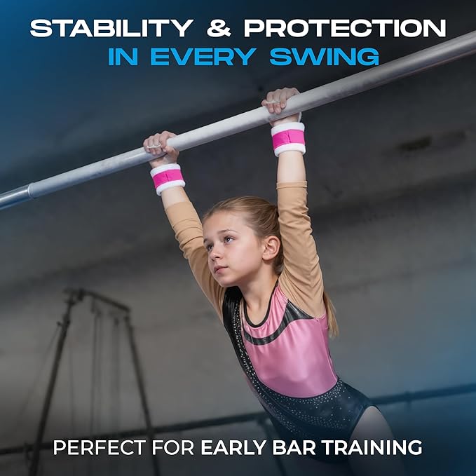 Gibson Athletic Rainbow Gymnastics Grips for Beginners, Unisex Durable Leather Grip, Hook & Loop Closure for Secure Grip & Wrist Support, Athletic Grip & Hand Protection for Young Gymnasts Made in USA