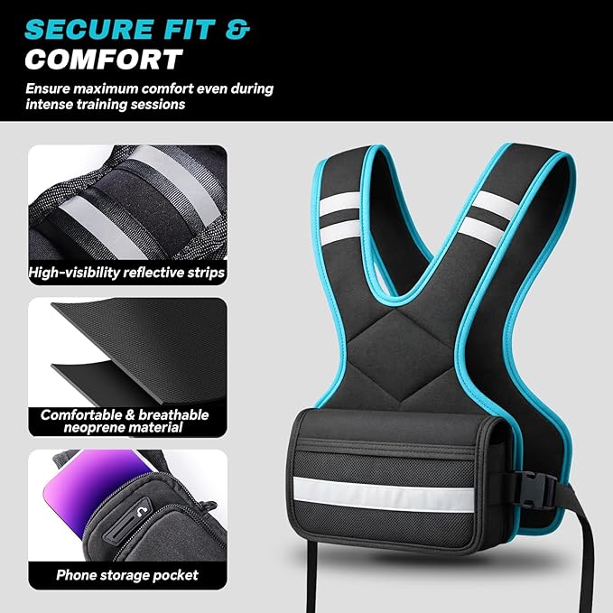 Adjustable Weighted Vest for Men and Women,4-10lb Variable Body Weight Vest for Home Workouts, Running, Rucking, HIIT & Strength Training, Removable Ironsand Weights, Reflective & Pockets