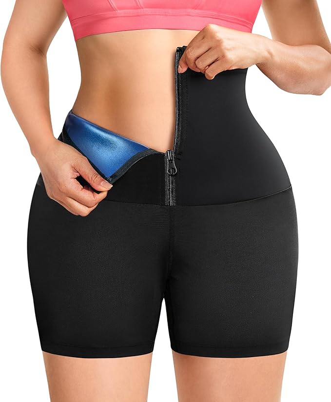 TrainingGirl Compression Sweat Shorts for Women Workout Sauna Suit Gym Sets High Waist Trainer Thigh Fat Slimmer Yoga Pants