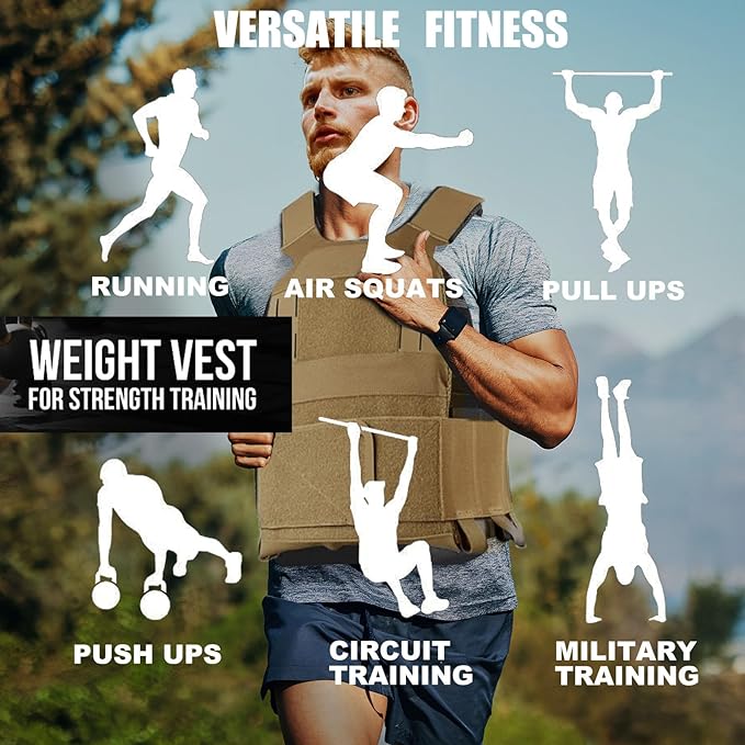 Weighted Vest for Men and Women Adjustable Weight Vests Low Profil Vest Quick Release Strength and Endurance Training Fitness Tactical Running Workouts