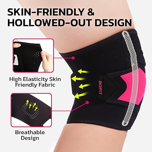 aoFIT Knee Brace for Men Women Knee Pain Meniscus Tear Arthritis Patella Dislocation Best Osteoarthritis Adjustable Compression with Memory Stabilizers for ACL MCL Breathable for Injury Recovery XL