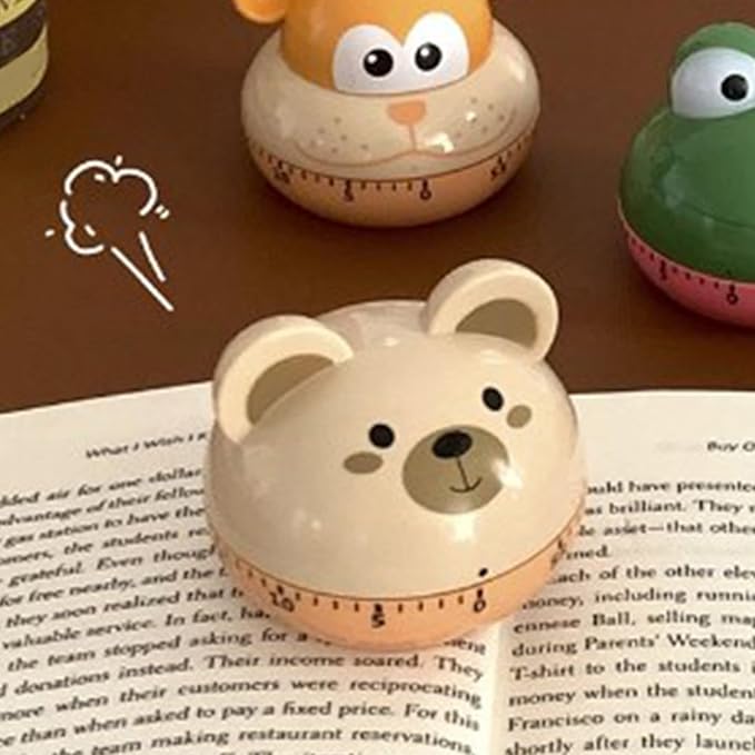 60 Minute Mechanical Kitchen Timers Cute Cartoon Animal Shape Mini Countdown Timer for Teachers Classroom Kids Homework Reading Adults Cooking Office (Bear)