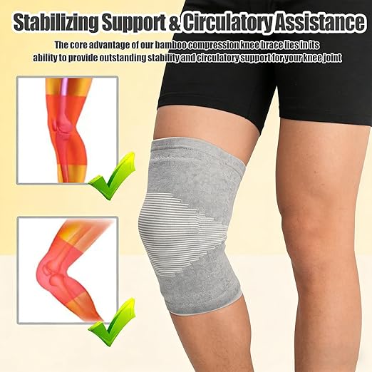 Bamboo Charcoal Compression Knee Sleeve - Elastic Knee Braces for Men & Women - Breathable Knee Support for Arthritis, Running, Workout, Joint Pain Relief (Gray, X-Large)