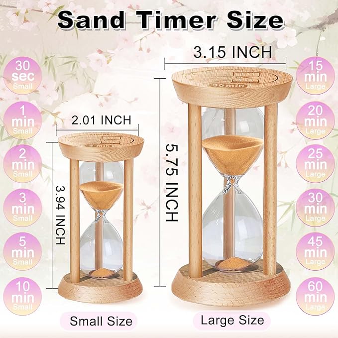 Wooden Sand Timer,Small 10 Minute Hourglass Sand Clock, Reloj De Arena, Hour Glass Sandglass for Home, Office, Decorative, Game, Classroom