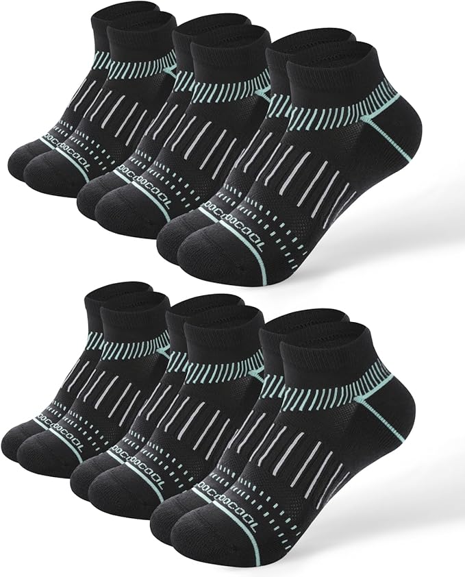 BAMBOO COOL Men's Athletic Ankle Socks Moisture Wicking, Anti-Odor Breathable Running Mesh Socks Arch Support, 8 Pack