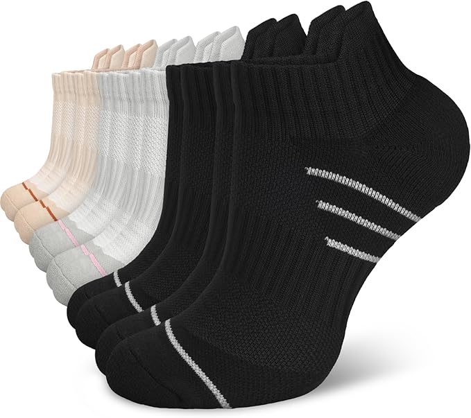 5 Pairs Copper Compression Socks for Women & Men - Ankle Plantar Fasciitis Arch Support Running Socks for Athletic