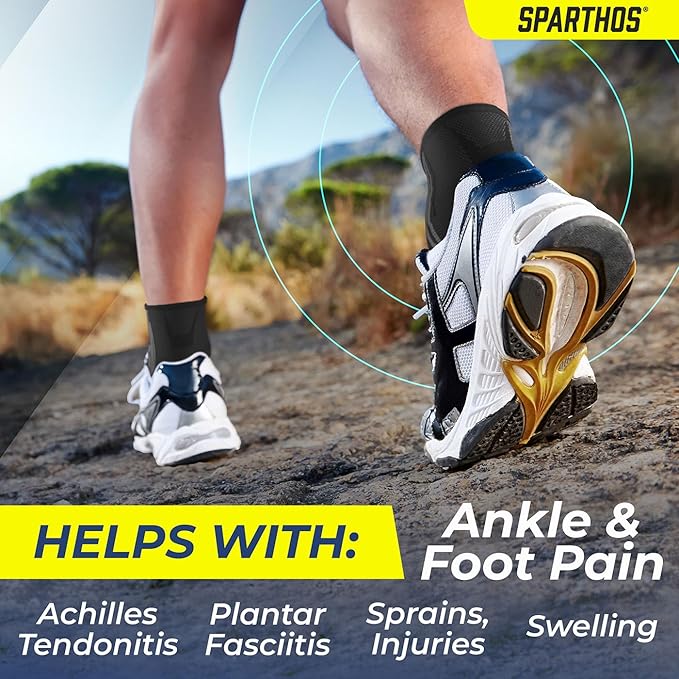 Sparthos Ankle Compression Socks (Pair) – Plantar Fasciitis Ankle Brace with Arch Support – for Men and Women – Foot Sleeves – Increase Blood Circulation, Reduce Swelling & Heel Spurs (Pink-S)