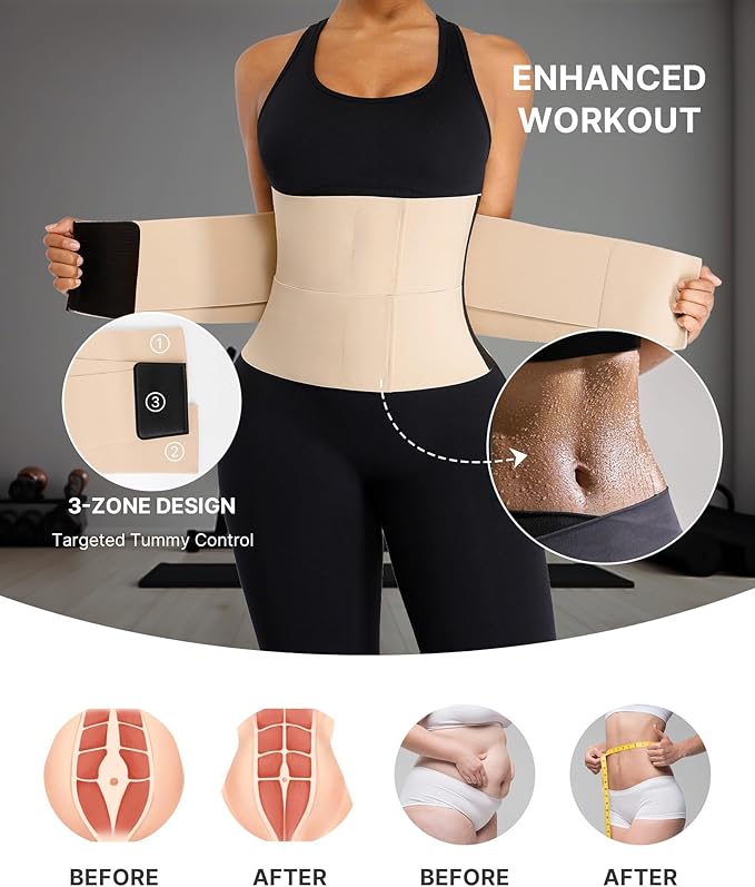 SHAPELLX Waist Trainer for Women Waist Cincher Corset Shapewear Body Shaper Tummy Control Stomach Belt Postpartum Band