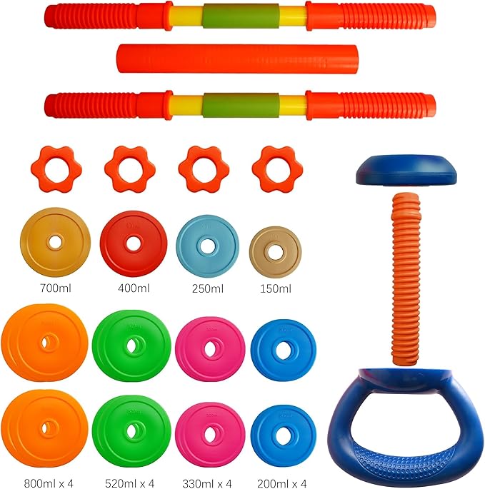 Kids Weight Set Adjustable Toddler Workout Toy Equipment Barbell Dumbbell Kettlebell for Pretend Play Exercise & Fitness Toy