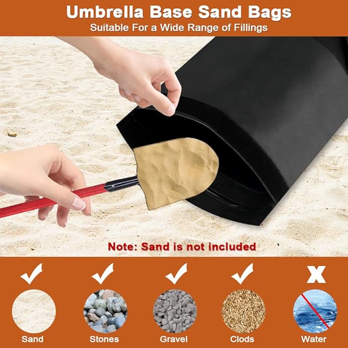 Abnaok Umbrella Base Weight Fillable Sandbags, 2PCS Sandbags for Weigh, Sandbag Weights for Patio Umbrella for Outdoor Garden (Without Sand) (90lbs(2 x 45lbs))