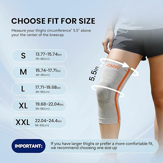 JOMVD Knee Compression Sleeve for Men & Women – Knee Brace for Knee Pain, Arthritis, ACL & Meniscus Tear, Circulation, Breathable Knee Support for Swelling Relief, Injury Recovery & Daily Comfort,Medium,1 Pack