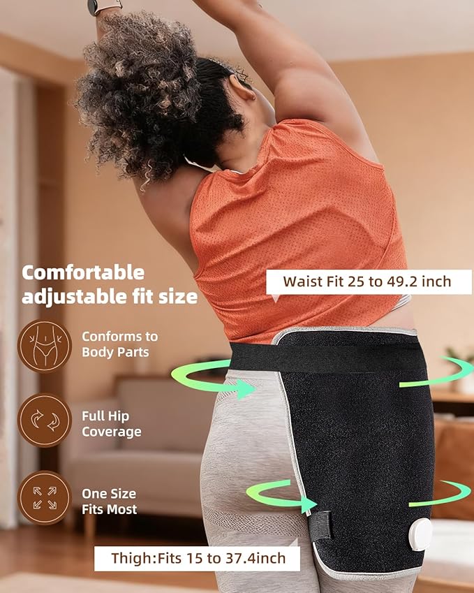 Graphene Hip Heat Therapy Wrap, Targeted Heating Pad for Hips, Lower Back & Thighs, Electric Thermal Support with Adjustable Straps & 3 Heat Settings, 18.5" x 16"