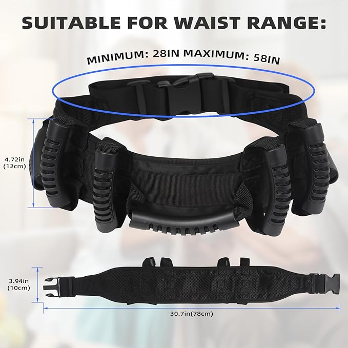 Gait Belt Transfer Belt with Handles, Medical Safety Gait Belts for Seniors, Quick Release Buckle Gate Belts Lift Belt for Elderly, Bariatric, Handicap, Physical Therapy