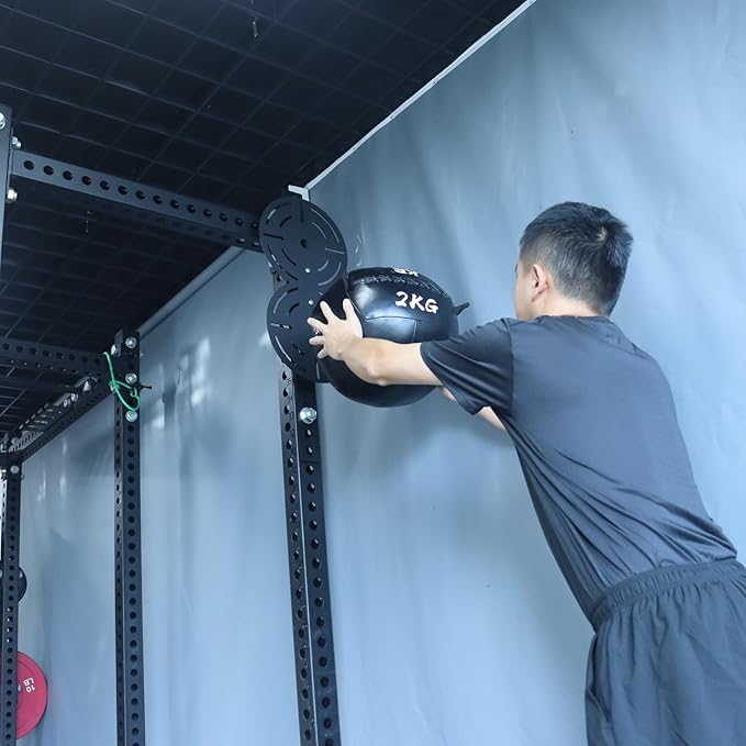 MARLANG Metal Double Wall Ball Target with Extension Medicine Ball Target Rack Mounted Power Cage Attachments for Strength Endurance Arm Triceps Biceps Workouts