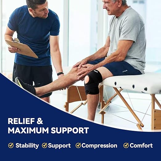 JOMVD Knee Brace for Knee Pain, Meniscus Tear, Adjustable Knee Support with Side Spring Stabilizers for Meniscus Tear, Arthritis, MCL, Patella Stability, Knee Pain Relief, Women and Men, Small