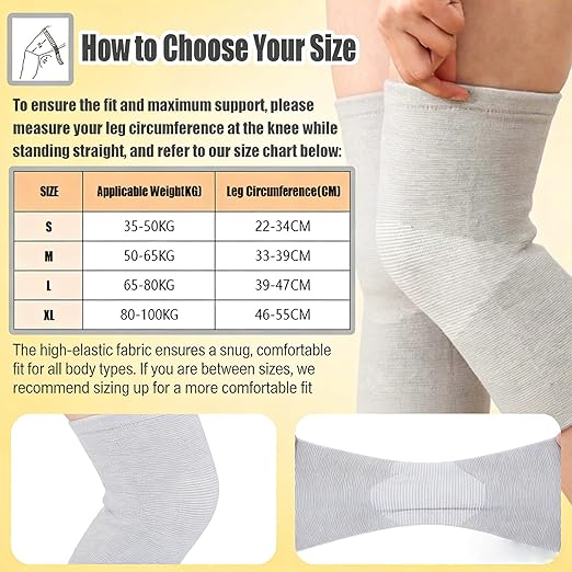 Bamboo Charcoal Compression Knee Sleeve - Elastic Knee Braces for Men & Women - Breathable Knee Support for Arthritis, Running, Workout, Joint Pain Relief (Gray, X-Large)