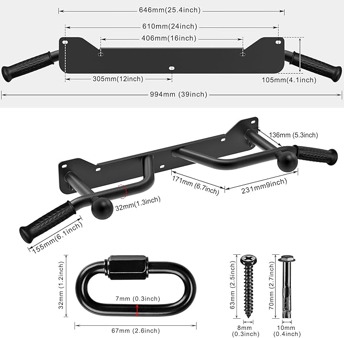 SELEWARE Heavy Duty Welded Pull Up Bar, Versatile Doorway Wall Mount, Joist Mounted, and Ceiling Mounted Chin Up Bars, Thick Metal Sturdy Construction for Full Body Workouts Support 500 lbs