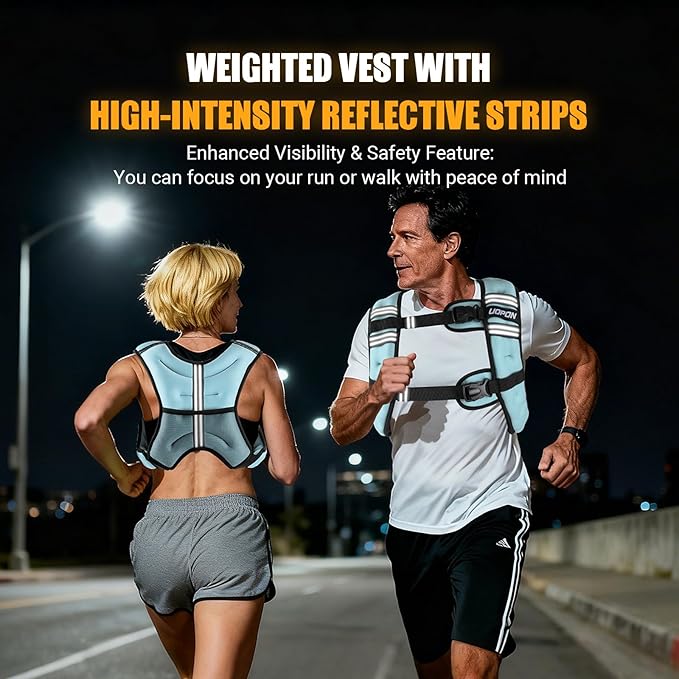 Weighted Vest for Women Men, 8 lb/10 lb/12 lb Weight Vest for Walking with Reflective Stripe and Adjustable Buckle Straps, Body Weights for Osteoporosis, Running, Strength Training and Weight Loss