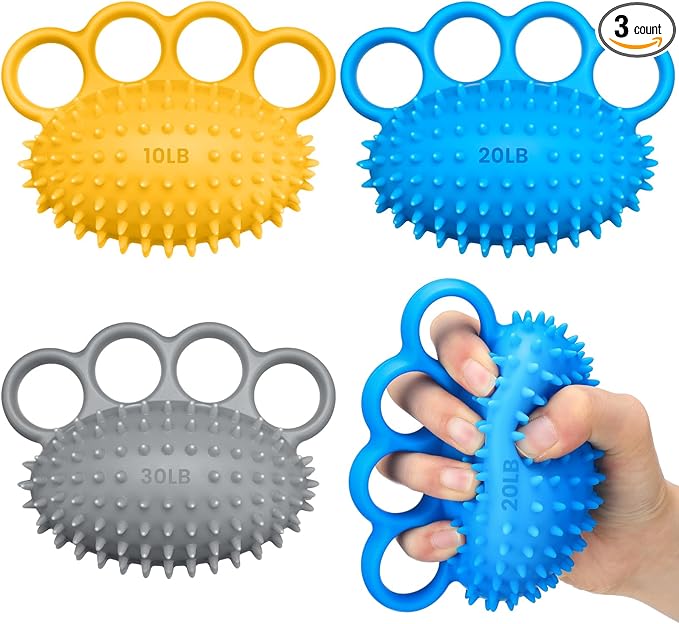 3 Pack Hand Exercise Balls 3 Level Set Finger Strengthener Therapy Hand Balls Grip Strength Trainer Squeeze Stress Relief for Adults Elderly Stroke Arthritis Carpal Tunnel