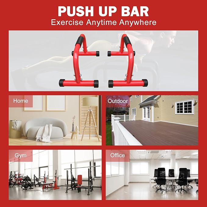Push Up Bar, Parallettes Bars, No Wobbling Calisthenics Equipment for Handstand, L-Sit, Gymnastics, Calisthenics, Strength Training Parallel Bars for Men and Women