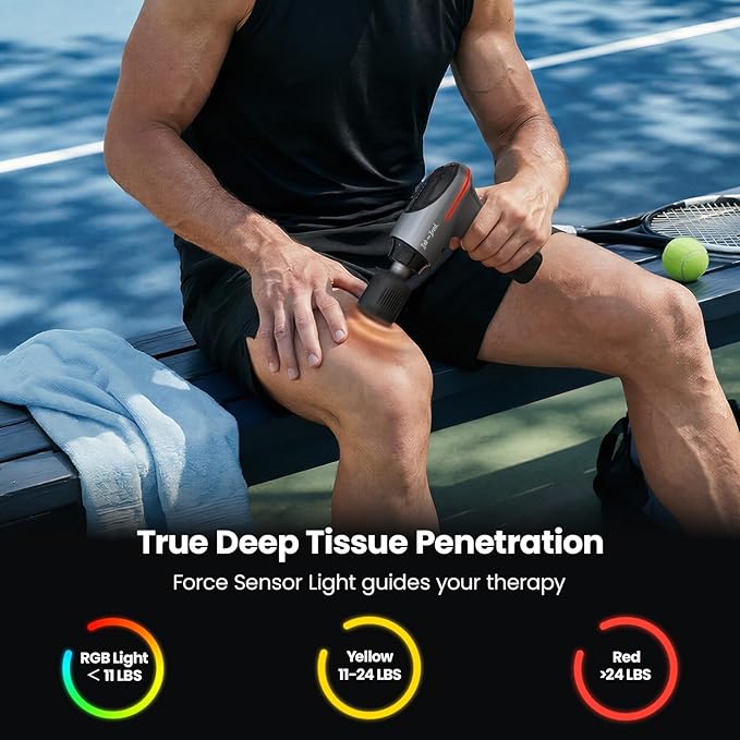 BOB AND BRAD A2 Ultra Deep Tissue Massage Gun with Red Light & Infrared Heat, FSA-HSA Eligible, Pro Percussion Muscle Massager for Athletes, Back, Leg & Full Body Pain Relief with Smart Force Sensor