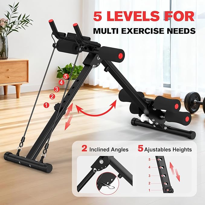DERACY Ab Workout Machine Adjustable Ab Trainer Abdominal Trainer for Home Gym Foldable Ab Crunch Machine for Core 440 LBS