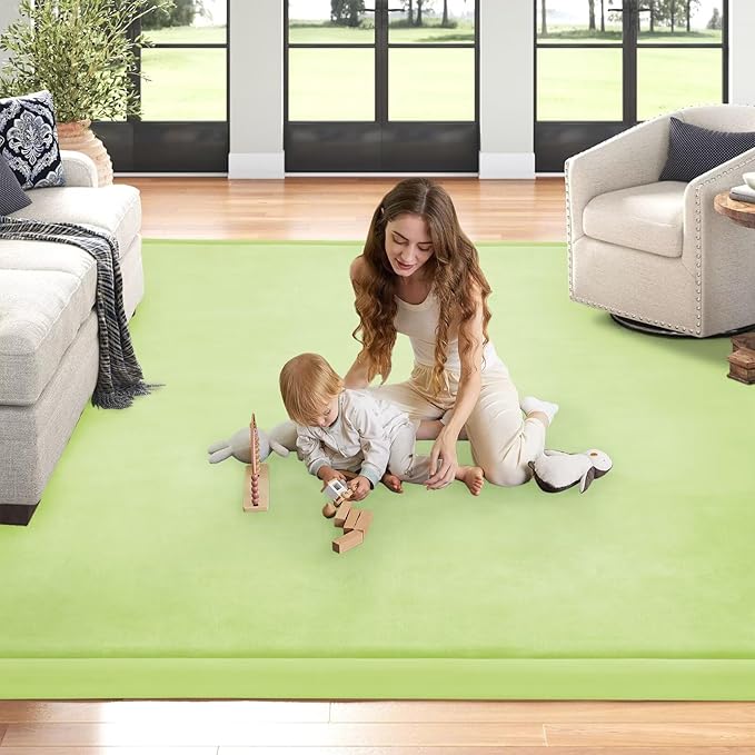 Baby Play Mat for Floor Nursery Muscle Mat Area Rug Playroom Rug 50"x50" Memory Foam 1.3" Thick Crawling Mat for Babies,Toddlers, Infants,Kids (Light Green)
