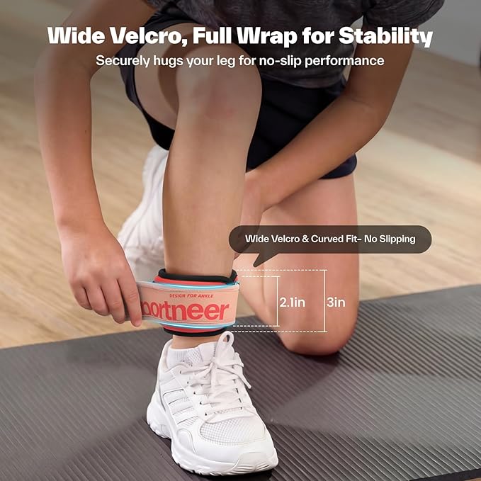Sportneer Ankle Weights 0.5/1/2/3/5 LBS 1 Pair Wrist Leg Arm Weights for Women Men Kids Child with Adjustable Straps, Strength Weighted for Jogging Running Walking Fitness Gym Workout