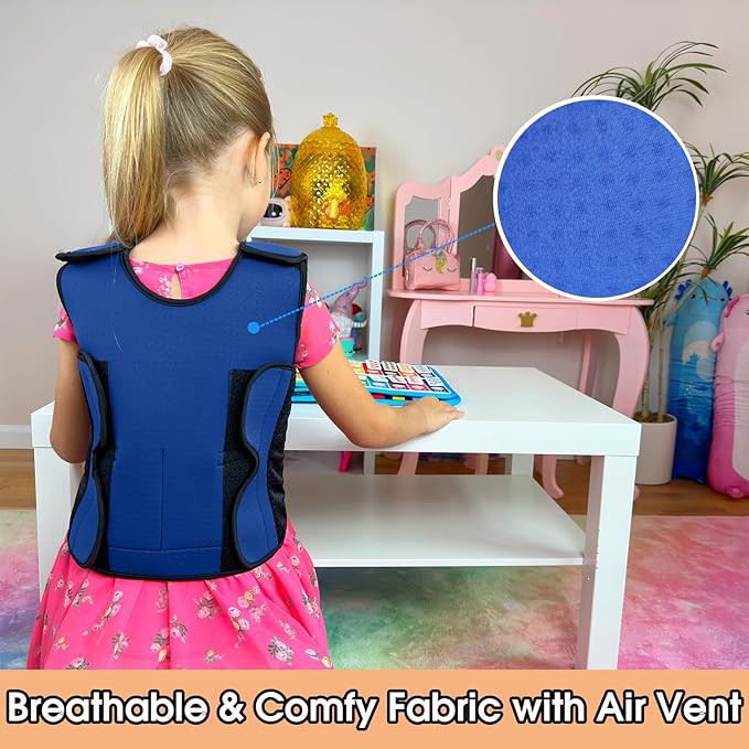 Weighted Vest for Kids with Sensory Needs(Medium, Ages 5-9) - Compression Vest for Children with Autism, SDP, ADHD, ADD, Sensory Overload - Kids Weighted Vest Includes 3lbs Adjustable Weights