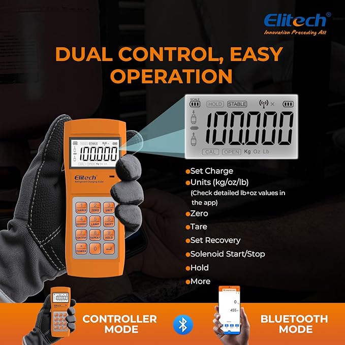 Elitech LMC-210 Refrigerant Freon Charging Scale 220lbs for HVAC with Wireless Remote Control